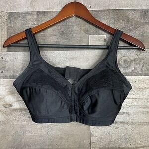 Vintage Underscore Bra 34C Wire Free Unlined‎ Black Full Coverage Nylon